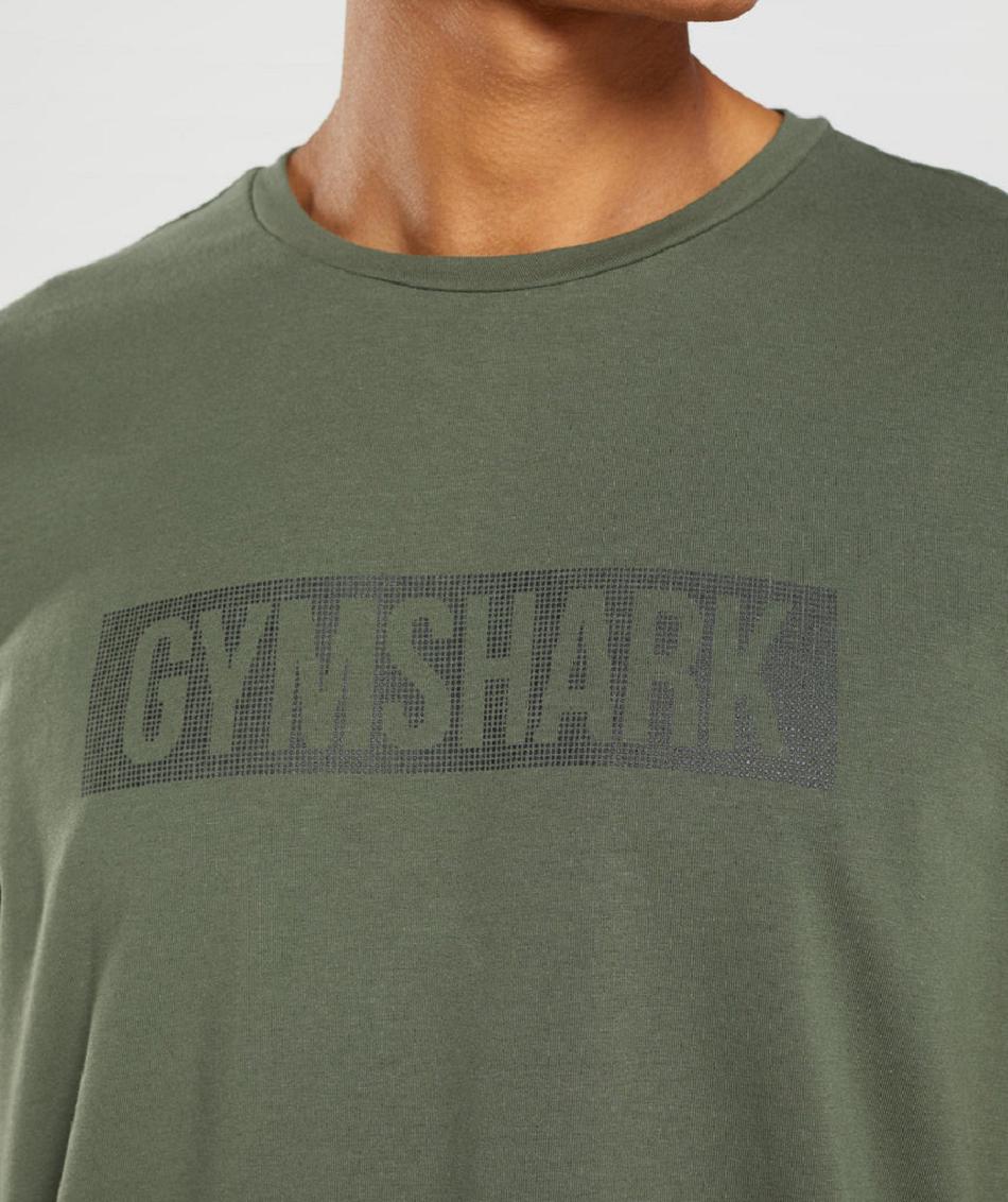 T Shirts Męskie Gymshark Block Oliwkowe | PL 3803XYU